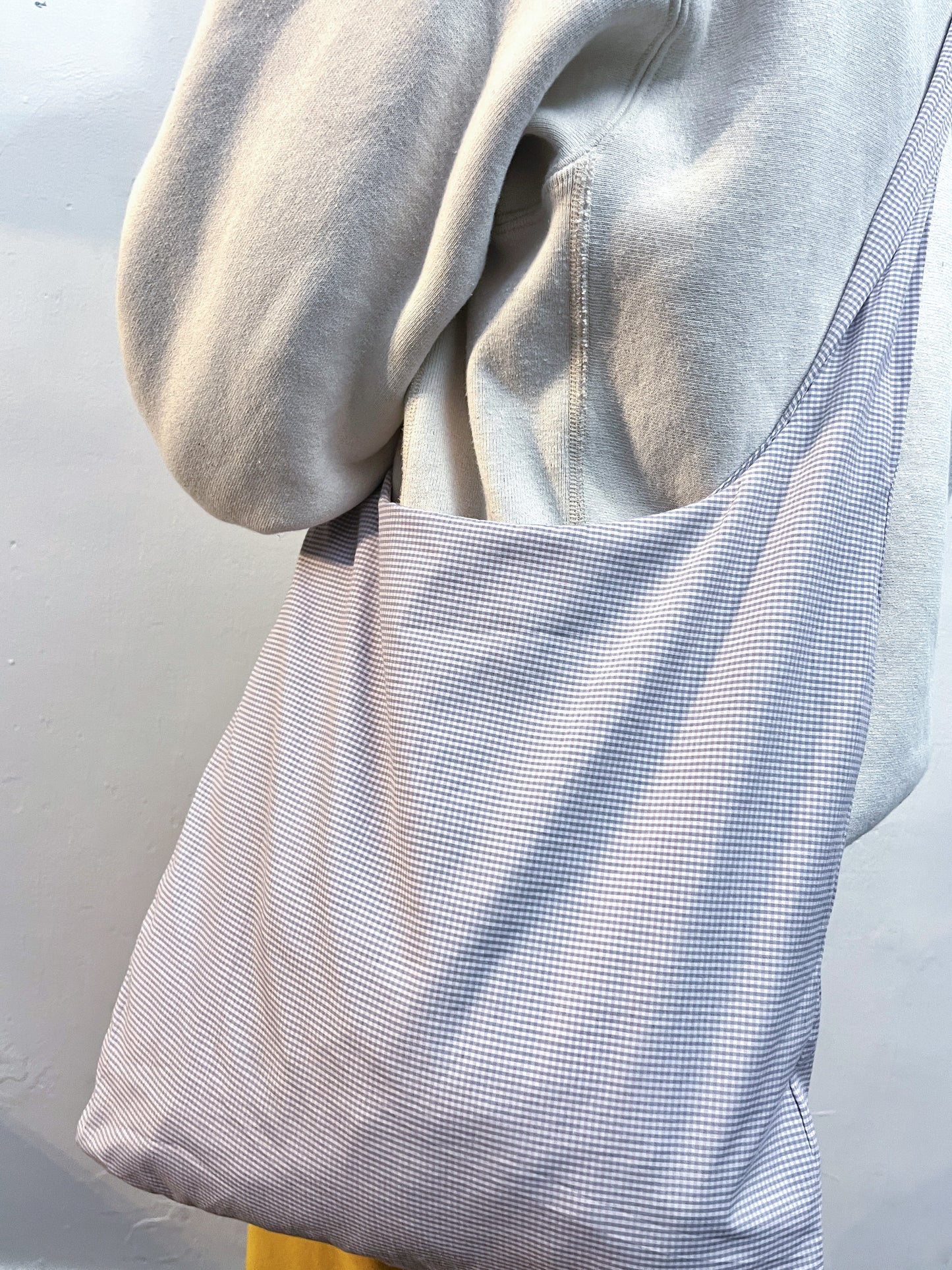 Dasukii Crossbody Tote in Lilac & Grey Cotton Poplin