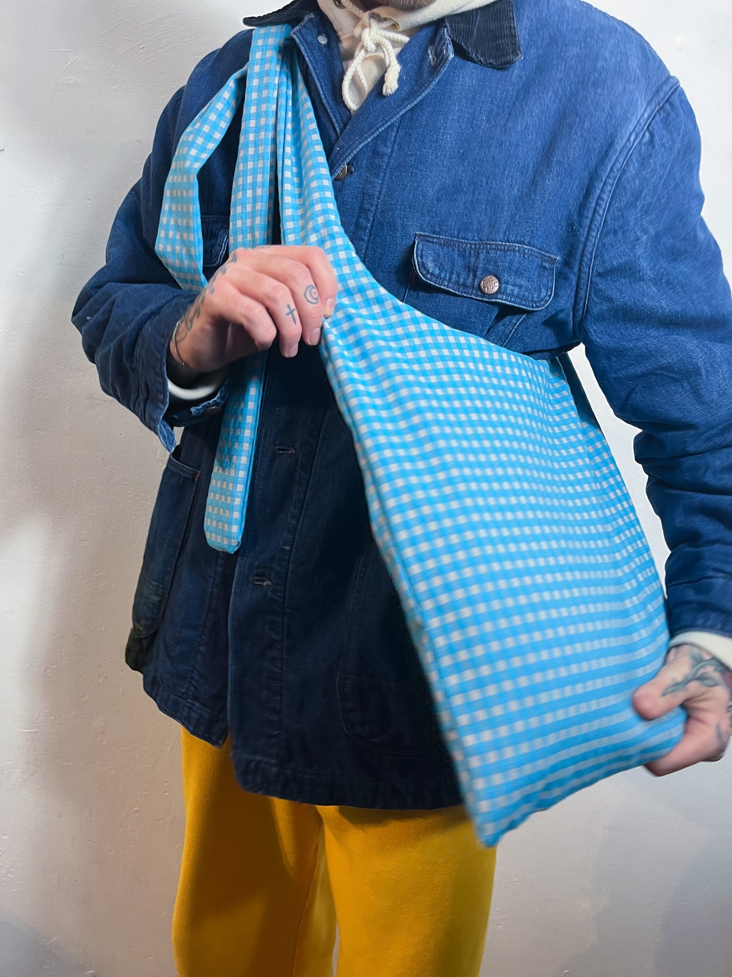 Ao Gingham Crossbody Tote in 100% Cotton
