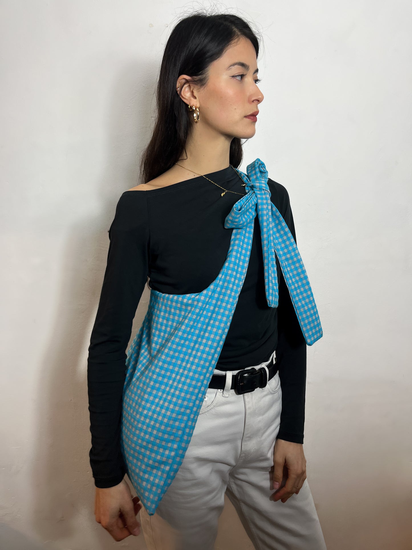Ao Gingham Crossbody Tote in 100% Cotton