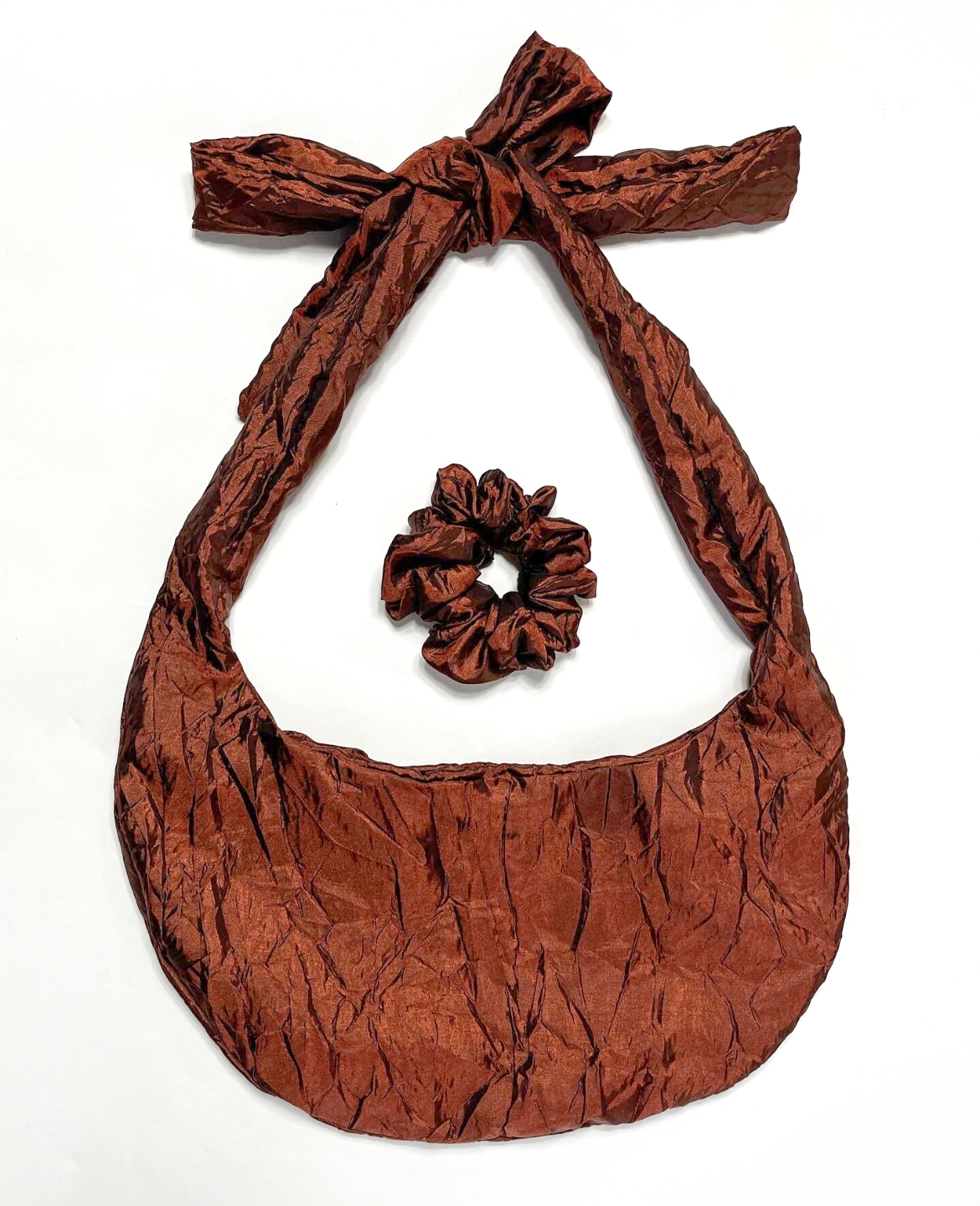 Cioccolato Hair Tie Scrunchie in Crinkle taffeta