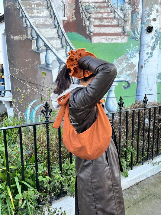 Terracotta Crossbody Sling Bag in Burnt Orange Viscose mix