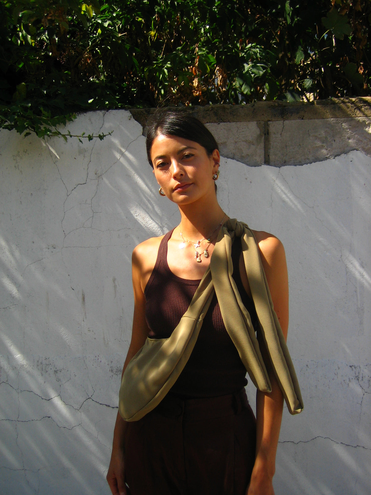 Sage Sling Bag in Slinky Crepe