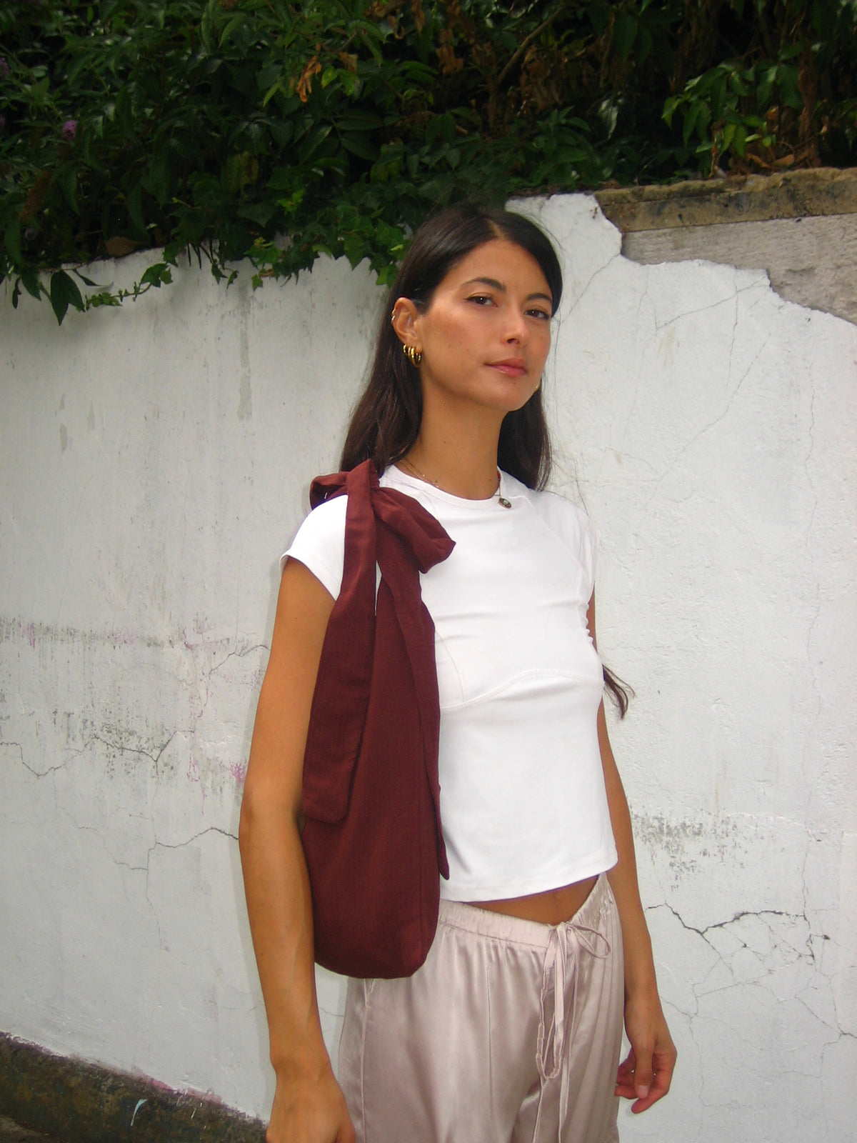 Cacao Crossbody Tote in Slinky Crepe